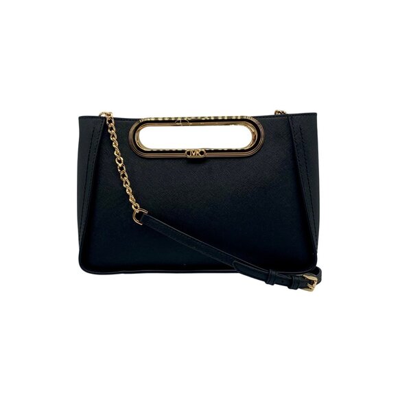 Michael Kors Chelsea Black Saffiano Leather Convertible Crossbody Clutch - NWT - Picture 1 of 11